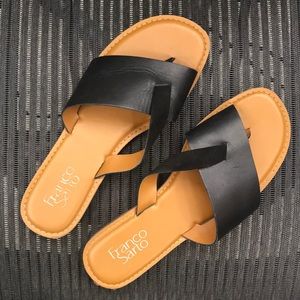 Black leather sandal